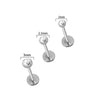 Stainless Steel Ball Tshaped Electroplating Style Earrings With Single Diamond And Round Zircon