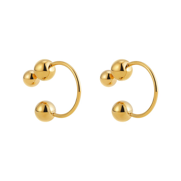 Stainless Steel Ball Women's Ear Studs Earrings With Electroplating And Front And Rear Style