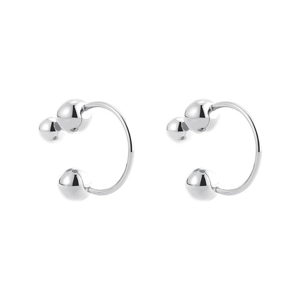 Stainless Steel Ball Women's Ear Studs Earrings With Electroplating And Front And Rear Style