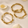 Stainless Steel Bamboo Chain Women's Bracelet Geometric 18K Goldplated Hiphop Jewelry