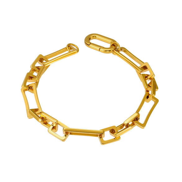 Stainless Steel Bamboo Chain Women's Bracelet Geometric 18K Goldplated Hiphop Jewelry