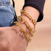 Stainless Steel Bamboo Chain Women's Bracelet Geometric 18K Goldplated Hiphop Jewelry