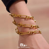 Stainless Steel Bamboo Chain Women's Bracelet Geometric 18K Goldplated Hiphop Jewelry