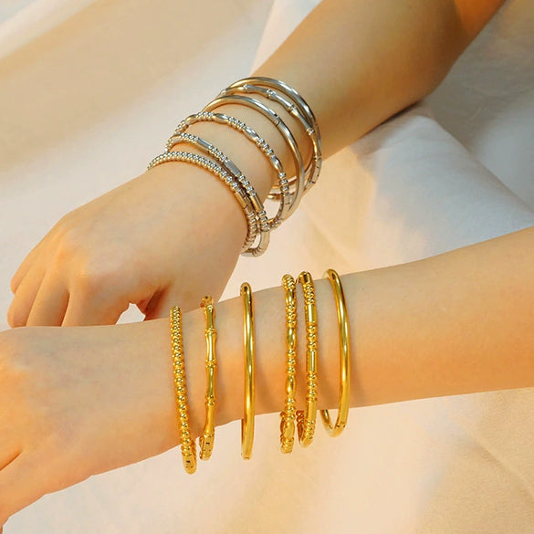 Stainless Steel Bamboo Retro Style Fashion Electroplated Bracelet