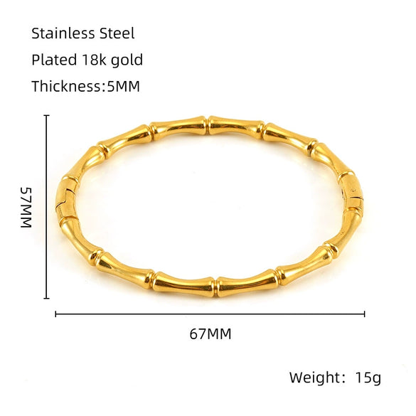 Stainless Steel Bamboo Retro Style Fashion Electroplated Bracelet