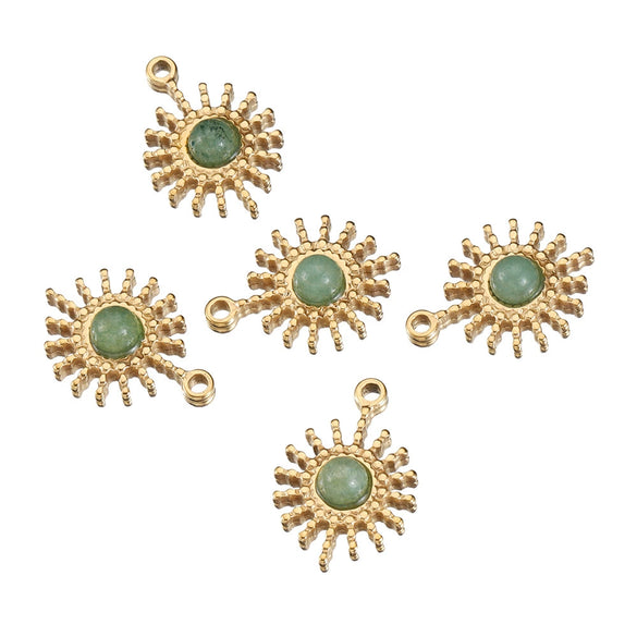 Stainless Steel Baroque Sunflower Pendant Necklace With Colored Diamond Electroplated Jewelry Accessories
