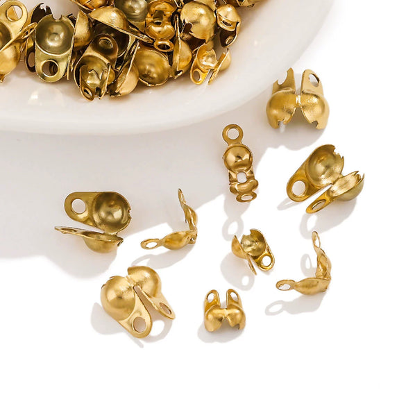 Stainless Steel Bead Buckle Pearl Necklace Gold Plated Electroplated Diy Jewelry