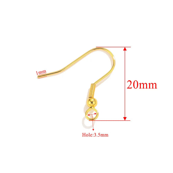 Stainless Steel Bead Spring Ear Hook Earrings Diy Jewelry Accessories With Real Gold Plating