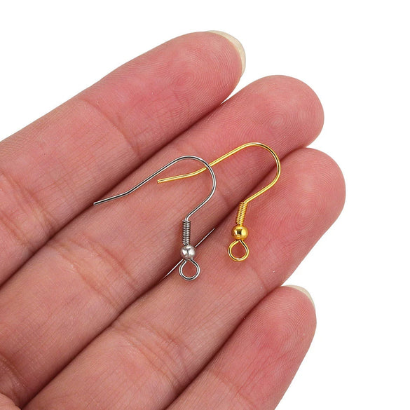 Stainless Steel Bead Spring Ear Hook Earrings Diy Jewelry Accessories With Real Gold Plating
