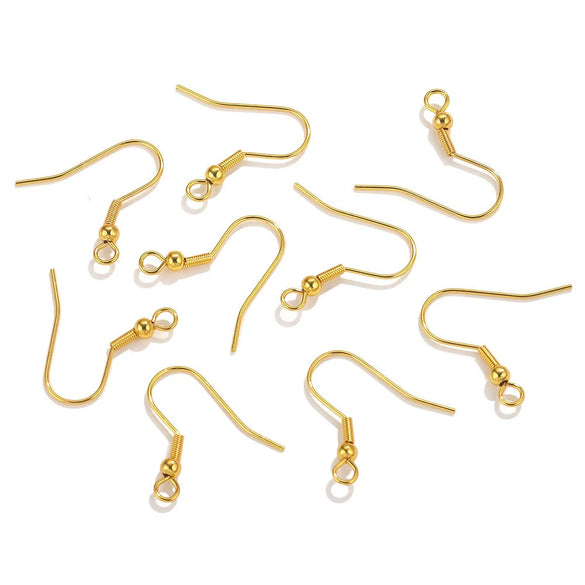 Stainless Steel Bead Spring Ear Hook Earrings Diy Jewelry Accessories With Real Gold Plating