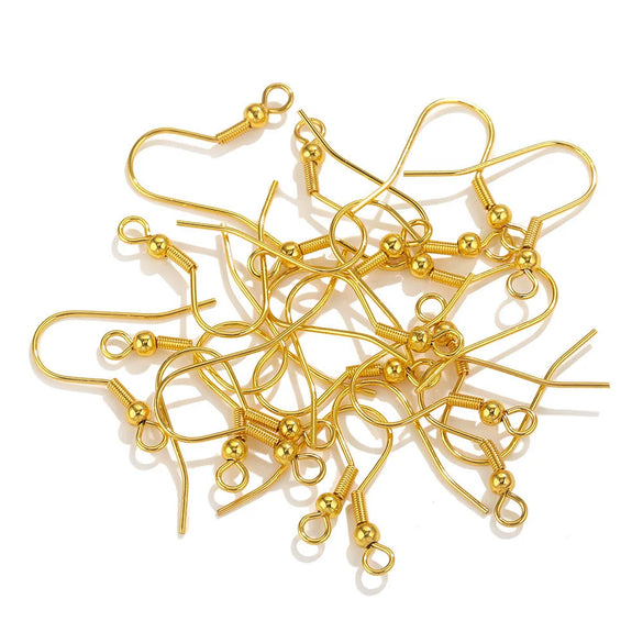 Stainless Steel Bead Spring Ear Hook Earrings Diy Jewelry Accessories With Real Gold Plating