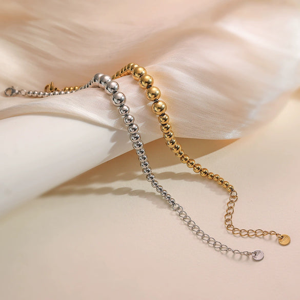 Stainless Steel Beaded Bracelet Electroplated Women's Jewelry