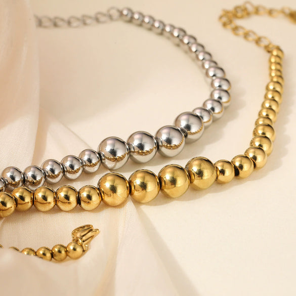 Stainless Steel Beaded Bracelet Electroplated Women's Jewelry