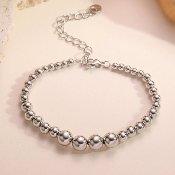Stainless Steel Beaded Bracelet Electroplated Women's Jewelry