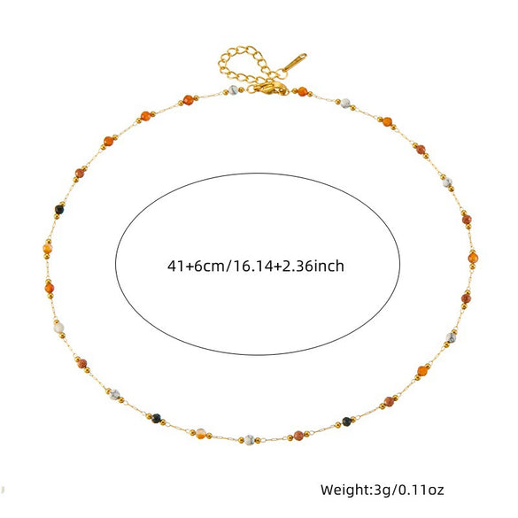 Stainless Steel Beaded Chain Jewelry Electroplated Fashion Retro Style For Women