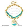 Stainless Steel Beaded Double Layer Overlapping Chain Marine Life Pendant Accessories Necklace Bracelet With Electroplating