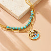 Stainless Steel Beaded Double Layer Overlapping Chain Marine Life Pendant Accessories Necklace Bracelet With Electroplating