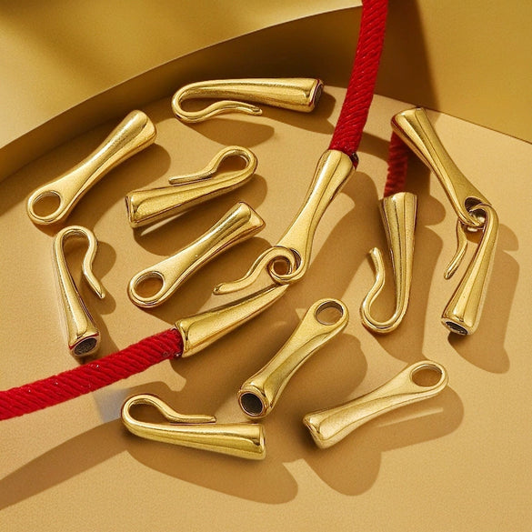 Stainless Steel Beaded Jewelry Accessories With Electroplating Bamboo Hook Pearl And Red Rope Style