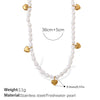 Stainless Steel Beaded Necklace Plated With Gold Pendant Jewelry With White Freshwater Pearl For Women