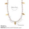 Stainless Steel Beaded Necklace Plated With Gold Pendant Jewelry With White Freshwater Pearl For Women