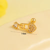 Stainless Steel Bear Butterfly Screw Ball Earrings With Diamonds Electroplated For Women Simple Geometric Style