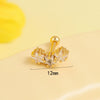 Stainless Steel Bear Butterfly Screw Ball Earrings With Diamonds Electroplated For Women Simple Geometric Style
