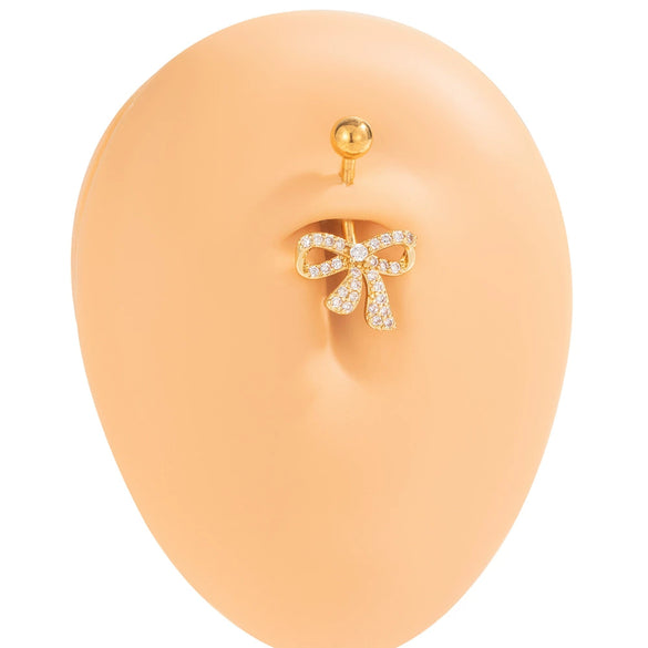 Stainless Steel Belly Button Ring Love Bow Snake Shape Electroplated Women's Jewelry