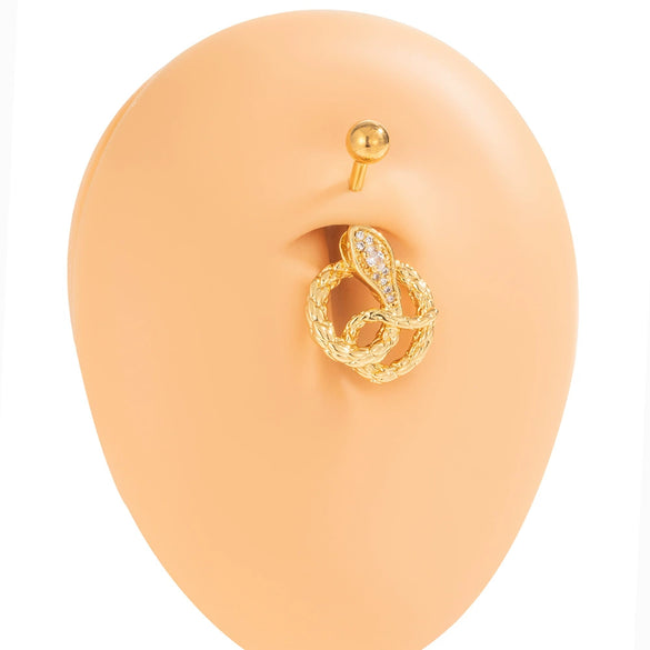 Stainless Steel Belly Button Ring Love Bow Snake Shape Electroplated Women's Jewelry