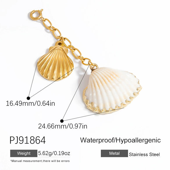 Stainless Steel Bikini Buckle With Starfish Shell Pendant Ocean Pattern Electroplated 18K Gold Color Jewelry For Women