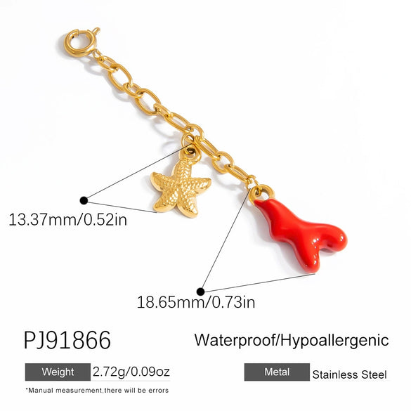 Stainless Steel Bikini Buckle With Starfish Shell Pendant Ocean Pattern Electroplated 18K Gold Color Jewelry For Women