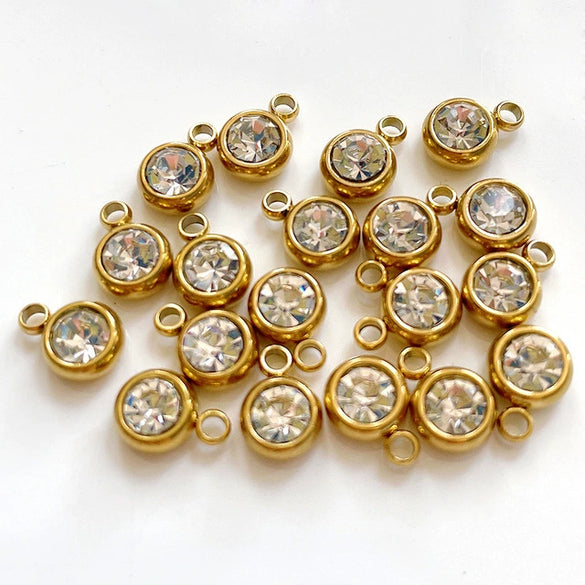 Stainless Steel Birthday Stone Pendant Jewelry Accessories With Electroplating