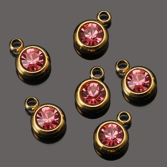 Stainless Steel Birthday Stone Pendant Jewelry Accessories With Electroplating