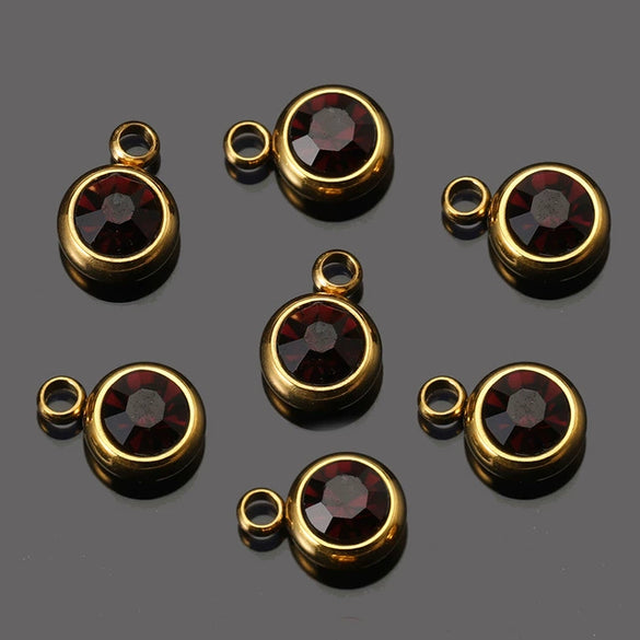 Stainless Steel Birthday Stone Pendant Jewelry Accessories With Electroplating