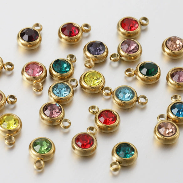 Stainless Steel Birthday Stone Pendant Jewelry Accessories With Electroplating