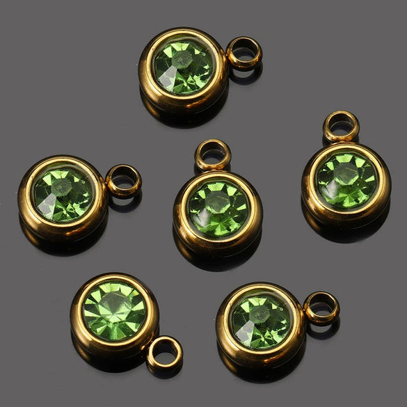 Stainless Steel Birthday Stone Pendant Jewelry Accessories With Electroplating