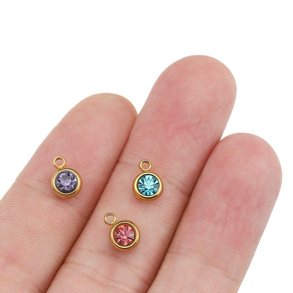 Stainless Steel Birthday Stone Pendant Jewelry Accessories With Electroplating