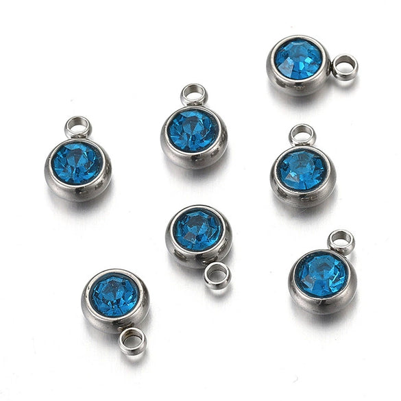 Stainless Steel Birthday Stone Pendant Jewelry Accessories With Electroplating