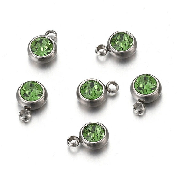 Stainless Steel Birthday Stone Pendant Jewelry Accessories With Electroplating