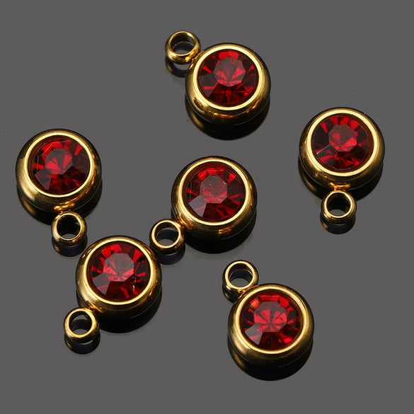 Stainless Steel Birthday Stone Pendant Jewelry Accessories With Electroplating
