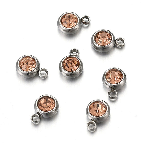 Stainless Steel Birthday Stone Pendant Jewelry Accessories With Electroplating