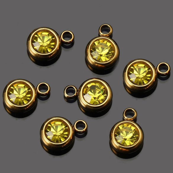 Stainless Steel Birthday Stone Pendant Jewelry Accessories With Electroplating