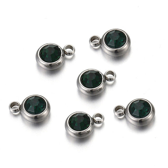 Stainless Steel Birthday Stone Pendant Jewelry Accessories With Electroplating