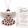 Stainless Steel Birthstone Angel Pendant With Crystal Pearl Charm Elegant Romantic Birthday Gift Jewelry Set