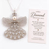 Stainless Steel Birthstone Angel Pendant With Crystal Pearl Charm Elegant Romantic Birthday Gift Jewelry Set