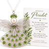 Stainless Steel Birthstone Angel Pendant With Crystal Pearl Charm Elegant Romantic Birthday Gift Jewelry Set