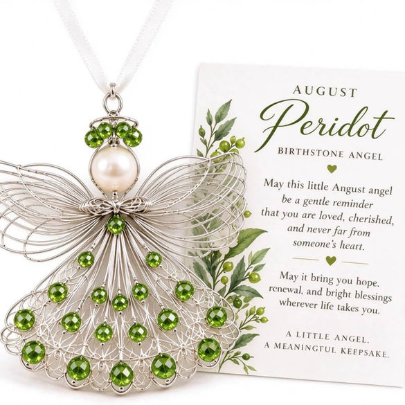 Stainless Steel Birthstone Angel Pendant With Crystal Pearl Charm Elegant Romantic Birthday Gift Jewelry Set