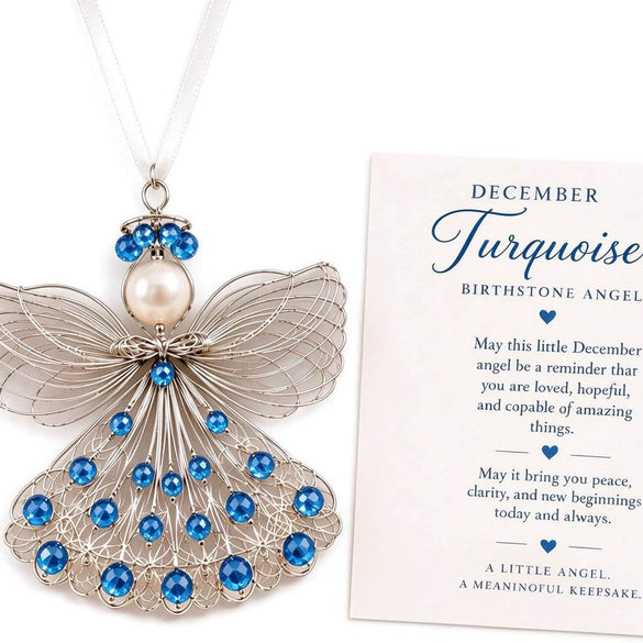 Stainless Steel Birthstone Angel Pendant With Crystal Pearl Charm Elegant Romantic Birthday Gift Jewelry Set