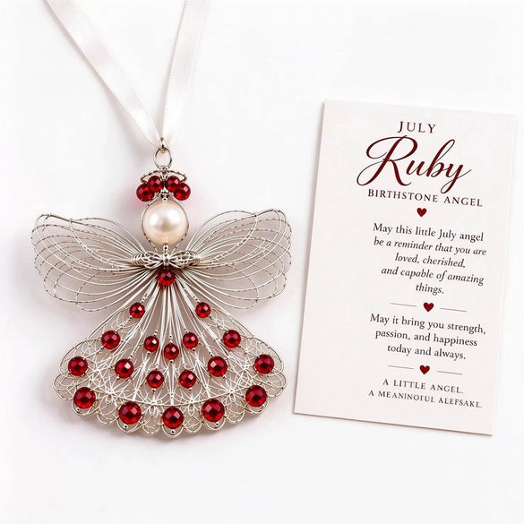 Stainless Steel Birthstone Angel Pendant With Crystal Pearl Charm Elegant Romantic Birthday Gift Jewelry Set