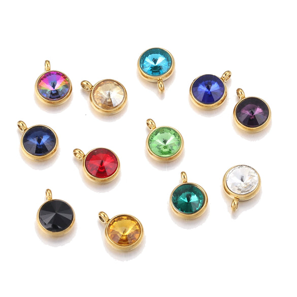 Stainless Steel Birthstone Pendant Vacuum Plated Jewelry Accessories