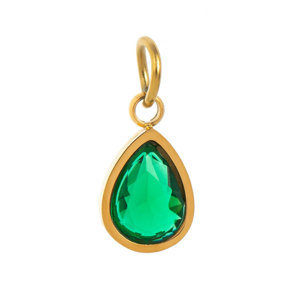 Stainless Steel Birthstone Zircon Necklace Pendant With Vacuum Electroplated 18K Gold